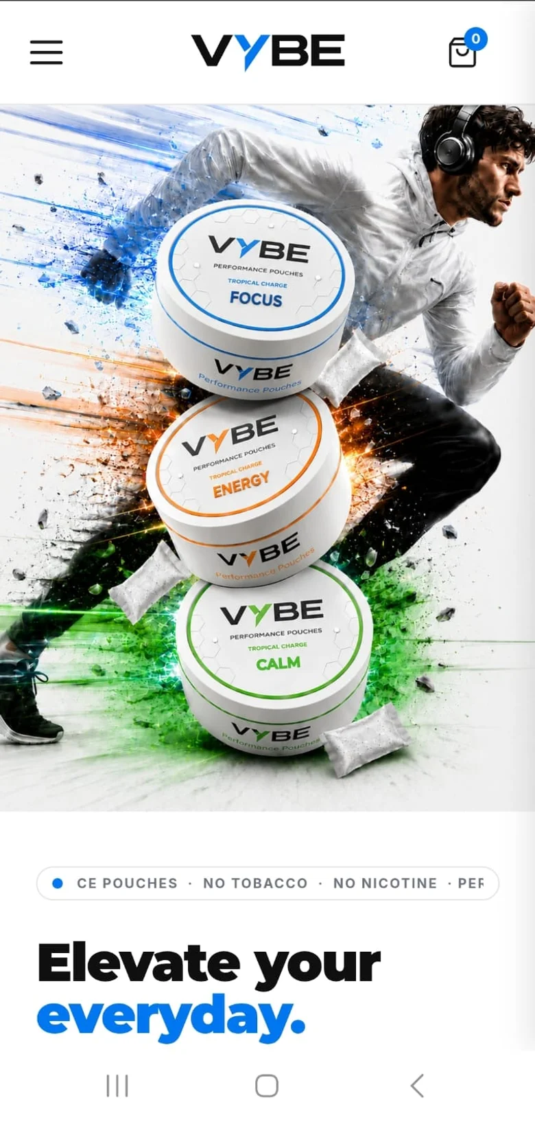 VYBE homepage on a phone